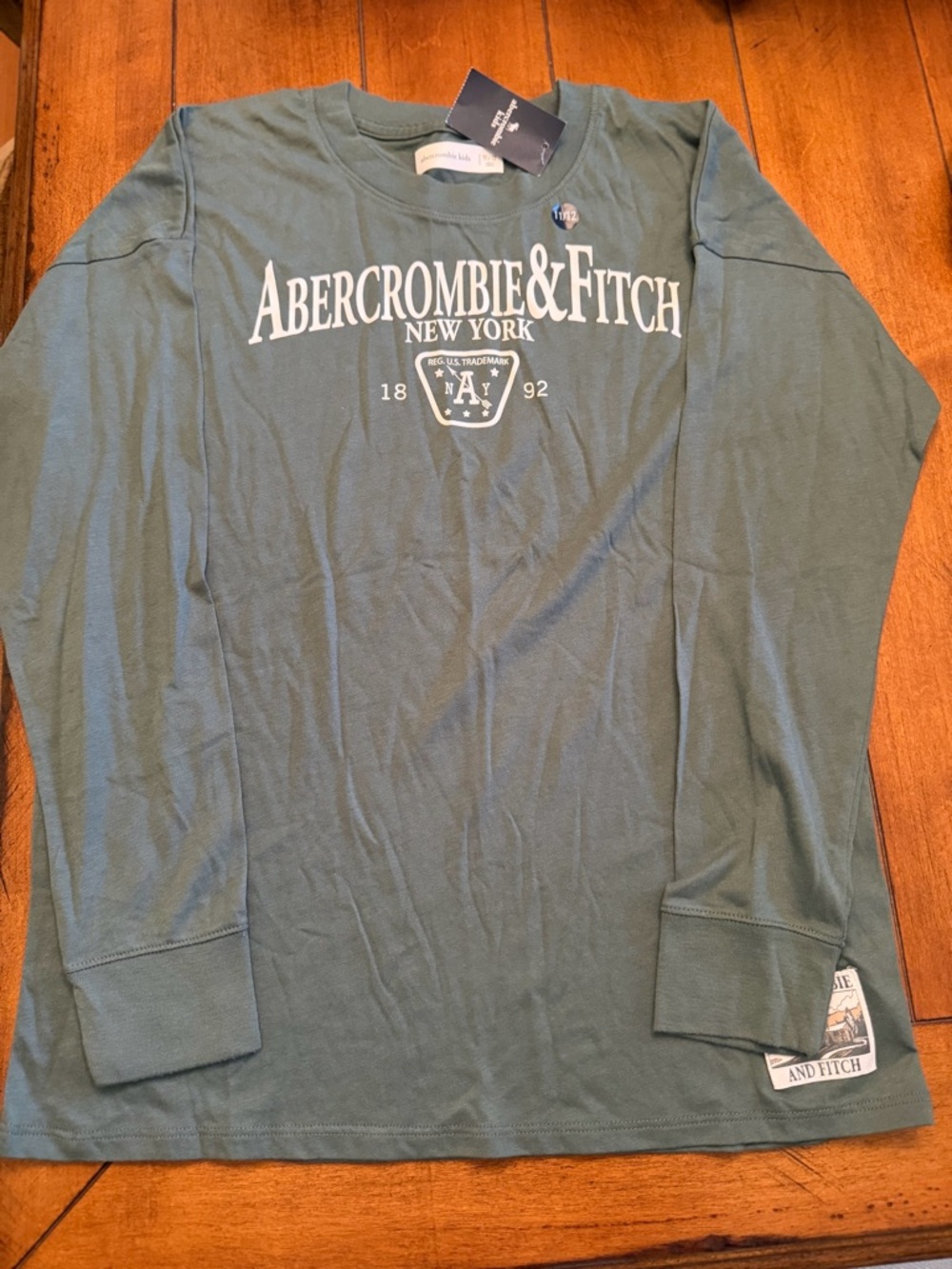 Abercrombie & Fitch Kid's Long Sleeve Logo Tee - Sage Green